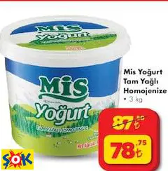 MİS YOĞURT TAM YAĞLI HOMOJENİZE 3 KG MİS YOĞURT TAM YAĞLI HOMOJENİZE 3 KG